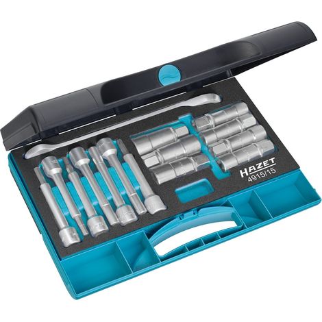 Hazet Stoßdämpfer Werkzeug Satz 1/2 (12,5 mm) Vierkant hohl, Innen TX Profil, Innen Sechskant Profil, Zapfenprofil hohl, Außen Sechskant Profil, 15-t (1/5)