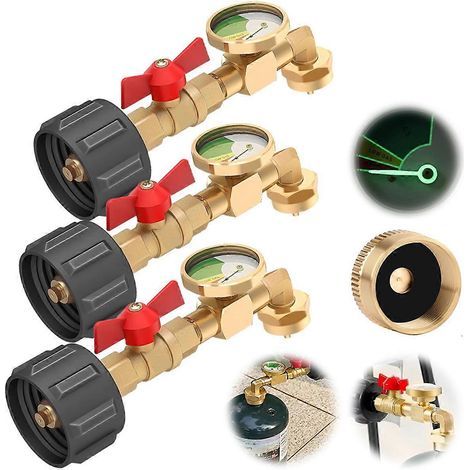 Adaptateur coudé de remplissage de propane (lot de 3) avec manomètre (1/5)