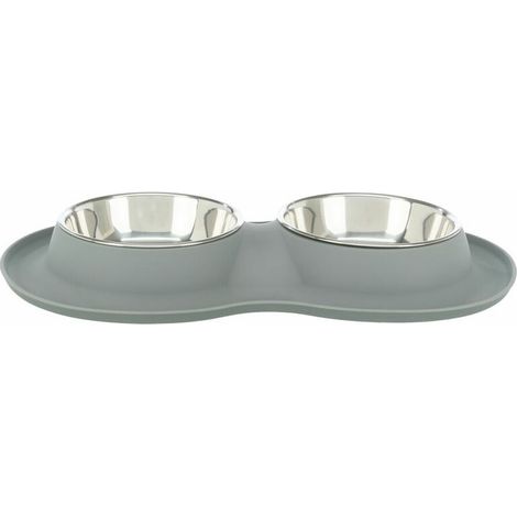 Set di due ciotole in silicone e acciaio inox 2×0.4l diametro 14cm misura totale 32×6×17cm (1/4)
