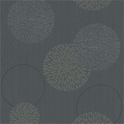 Graphic wallpaper wall Profhome 937911 non-woven wallpaper slightly textured with graphical pattern matt grey black 5.33 m2 (57 ft2) (1/5)