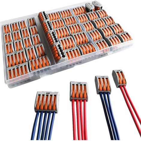 Connecteurs de Fil Câble électriques Compacts kit, Bornes Connexion Automatique, Rapide, 14pcs 2 entrées, 3 entrées,10pcs 4 8pcs 5 Cuivre Kit connecteurs câbles - 6 (1/5)