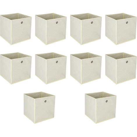 BALLSHOP Lot de 4/8/10/12 Cubes de Rangement, bacs cubiques de rangement pliables, pour Jouets, Vêtements, Chambre d'enfant - 32 x 32 x 32 cm/Beige/Gris/Noir (Lot de 10 Beige) (1/5)