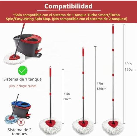 Balai compatible avec le système Vieda Turbo 2 en 1 EasyWring & Clean, comprenant 5 têtes de balai en microfibre, 1 base et 1 manche. (1/5)