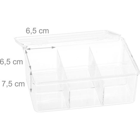 Scatola da tè trasparente 6 scomparti accessorio cucina 130000451