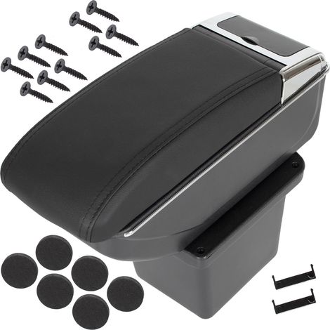 Reposabrazos para Hyundai i30 I 07-12 con compartimento de almacenamiento, cuero ecológico negro + kit de instalación. (1/5)