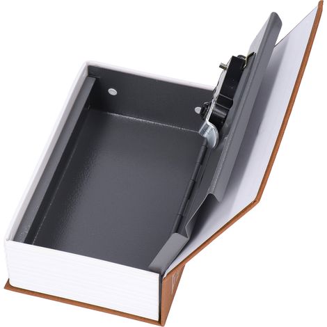 Coffre-fort en acier en forme de livre, coffre-fort classique à code secret, boîte de rangement domestique, marron (1/5)