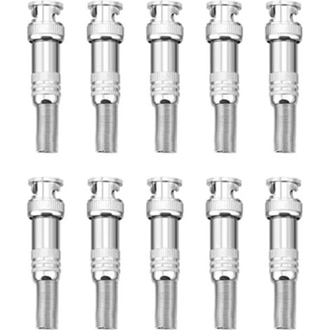 10 Pièces BNC Mâle à Ressort Connecteur Adaptateur Vis pour Câble Coaxial RG59 Caméra CCTV (1/5)