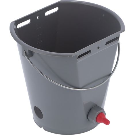 Seau d'alimentation en plastique de 8 litres avec tétine et valve unidirectionnelle, équipement d'alimentation pour le bétail, par exemple pour les agneaux. (1/5)