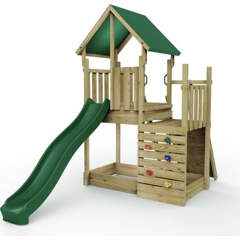 Rebo Modular Wooden Climbing Frame Adventure Playset - M3 plus Ramp