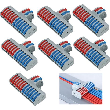 7PCS Connecteurs Électriques Rapides et Compacts 2 en 12 Sorties, Bornes de Connexion Enfichables pour Circuits Domestiques, Haute Capacité jusqu’à 32A et 400V, Compatibles avec et Souples (1/5)