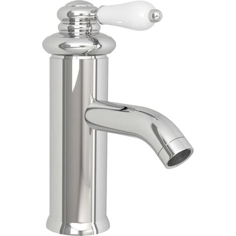 Robinet de salle de bain Vidaxl, finition chromée, construction en laiton massif et zinc, 130 x 180 mm, flexible en acier inoxydable et kit de montage inclus. (1/5)