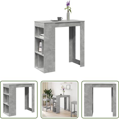 Rangement - Table de bar avec étagères gris béton bois d'ingénierie (1/5)