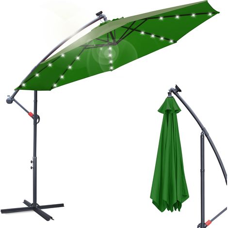 SWANEW Sonnenschirm mit LED Beleuchtung Ø350cm Ampelschirm 360° drehbare Garten Schirm Pavillon Grün (1/5)