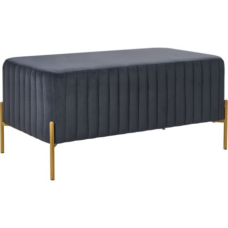Bench Black Velvet Upholstery Gold Metal Legs 91 x 47 cm Rectangular Seat Glamour Living Room UTAH