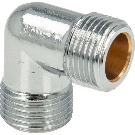 tecuro Winkel 90° beidseitig 3/8 Zoll Aussengewinde passend für Flexschläuche, Messing verchromt