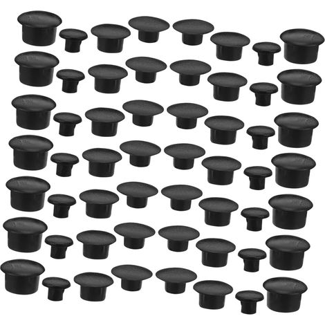 DOITOOL Lot de 200 bouchons ronds en plastique noir 5/6/8/10 mm (1/5)