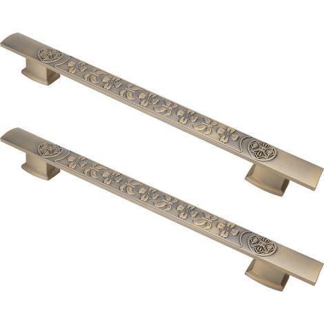 Lot de 2 poignées de porte rétro en alliage de zinc, style européen vintage, pour portes de placards de cuisine et de salle de bain, vert rétro (1/5)