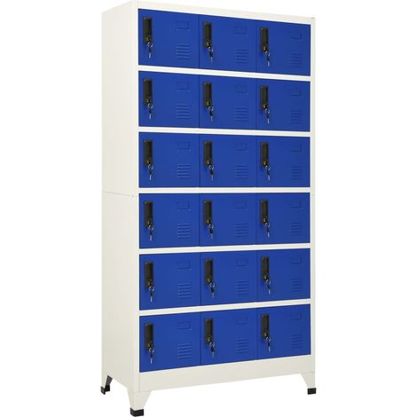 Armoire à casiers, Vestiaire Métallique, Meuble de rangement Gris et bleu 90x40x180 cm Acier HYB52996 (1/5)