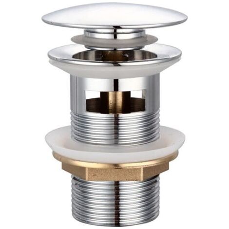 Vidage universel avec trop-plein pour lavabos & meubles sous-vasques Robinet de vidage escamotable Robinet Click Clack Robinet de vidage en cuivre chrom, bouchon de lavaboargent, une pice (1/2)