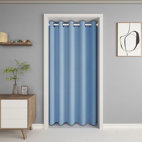Thermal Blackout Curtain, Anti-Cold and Heat Blocking Curtain, Room Divider Curtain with Eyelets for Doors, Windows, Dressing Room, Light Blue (1/5)