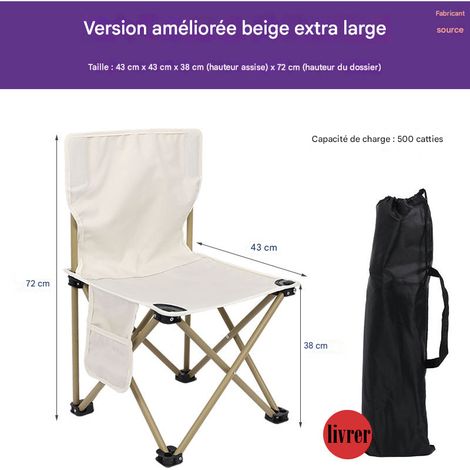 Tragbarer, faltbarer Campingstuhl, Tragkraft 300 kg, mit Aufbewahrungstasche, faltbar, geeignet für Garten, Camping und Reisen