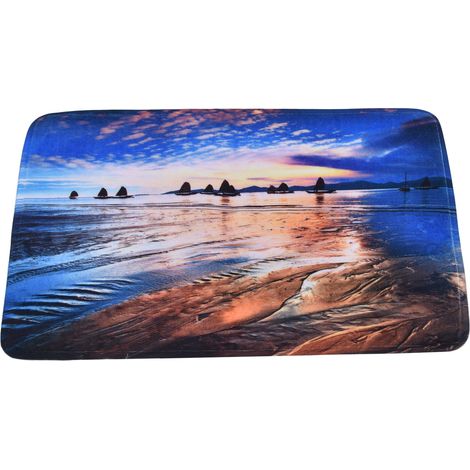 Tapis de sol de salle de bain absorbant l'eau, antidérapant, en flanelle, pour porte et toilettes, 50 x 80 cm (1/5)
