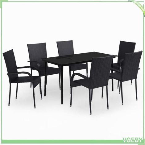 Ensemble à manger de jardin - FAFEICY - 3099398 - Résine tressée résistante à l'eau - Plateau en verre - 6 places (1/5)