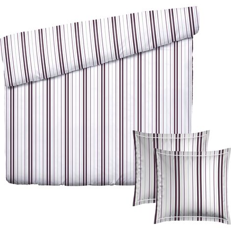 Parure de lit 3 Pièces 2 Personnes - Housse de Couette 260x240 cm et 2 Taie Oreiller 63x63 cm – 100% Satin de Coton, 80 Fils – Violet et Blanc (1/5)