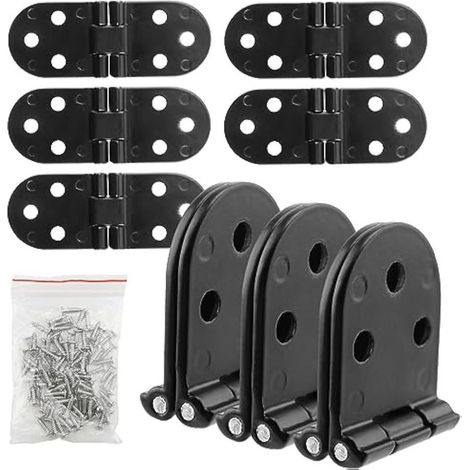 8 Pieces Flip Top Hinge with Screws, Folding Hinge, for Folding Table, Cabinet, Wooden Case, Doors, (Black) (1/5)