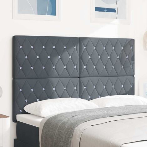 Cabecero LED Argyle con cabecera Gris oscuro 80 cm Terciopelo vidaXL (1/5)