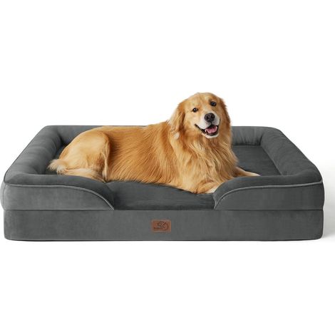 Hundebett orthopädisch Hundesofa L 134 x B 106 x H 20 cm Dunkelgrau (1/5)