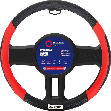 Coprivolante SPC1113 auto universale rosso e nero con dettagli traforati