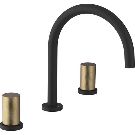 Sapho Ultratap - Mélangeur lavabo, montage 3 trous, noir mat/doré mat UT017TBG (1/2)