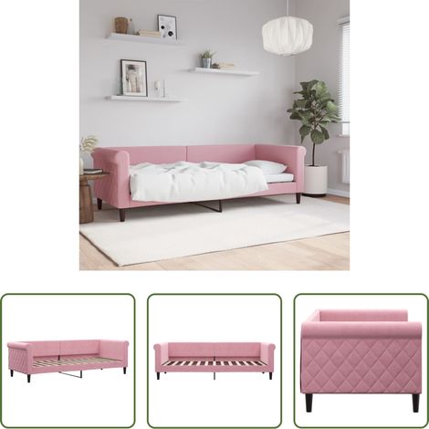 vidaXL Canapé convertible - Lit de repos sans matelas rose 80x200 cm velours (1/5)