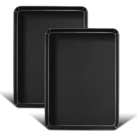 Lot de 2 Plaques de Cuisson Rectangulaires Anti-Adhésives en Acier au Carbone 26,5x20,5x2,5 cm - Homikit (1/5)