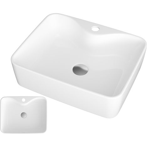 Lavabo a poser lavabo de salle de bain en ceramique blanche lavabo de salle de bain avola 85111837 (1/5)