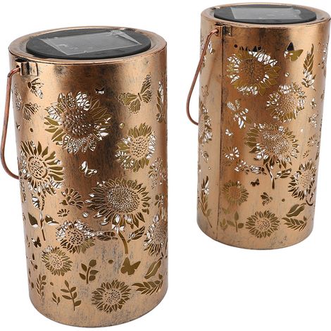 Lanterne Solaire Extérieur Résistant Eau LED Suspendue avec Poignée – Lumière Décorative Table Patio Cour Jardin Auto On Au Crépuscule 2PCS (1/2)
