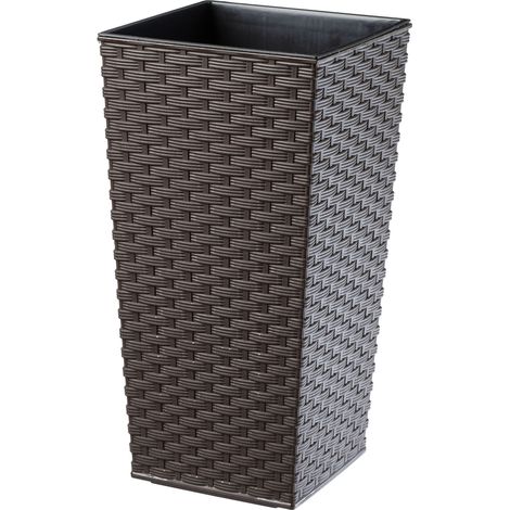 KADAX Rattan Blumentopf, mit Einlage, Pflanzkübel, 19 cm, Mokka