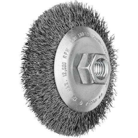 PFERD Spazzola conica non affilata KBU Ø 100 x 10 mm M14 filo in acciaio Ø 0,35 per smerigliatrice angolare 43316001 1 (1/4)