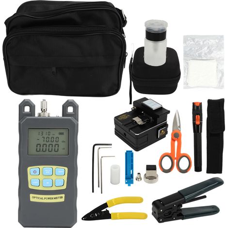 Kit de réparation fibre optique : wattmètre optique, dénudeur, adaptateur, clé et localisateur de défauts visuels VFL