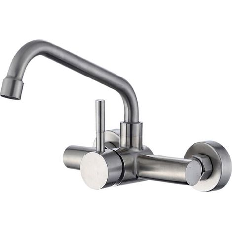 Faucets, Kitchen Sink Faucets, 2 Hole Wall Mounted Mixer Tap, Swivel Spout, Single Lever Bathroom Faucet, Present MUMU