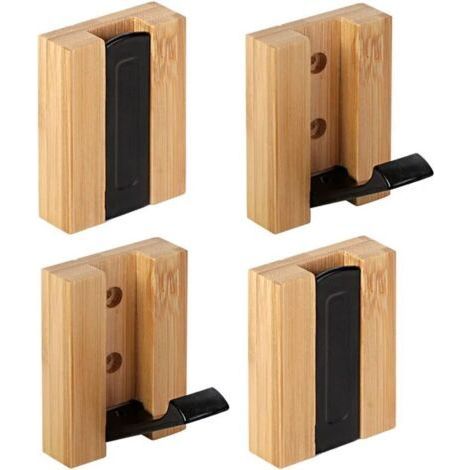 Wall Coat Hook, 4 Pcs Coat Rack Retractable Bamboo Hooks 3M Adhesive Hook for Hanging Scarves, Handbags and Others (1/4)