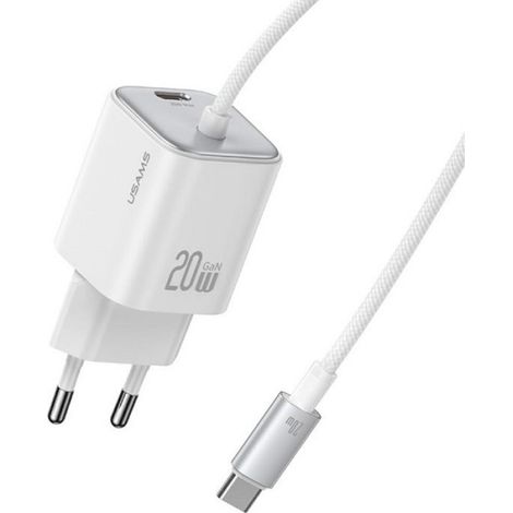 Chargeur USB-C - 20 W - 2 Ports - Technologie GaN - Pour iPhone 12 à 15 - Blanc (1/5)