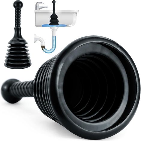 1pc Déboucheur Evier Deboucheur Professionnel pour Déboucher Tous Types d'Éviers Sytème de Ventouse à Pompe Haute Pression Efficace pour Deboucher Baignoire ou Douche