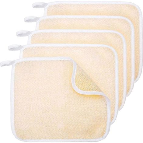 Lot de 5 Bath Exfoliating Face et Body Wash chiffons serviette tissage Bath chiffon Exfoliating Scrub chiffon Massage (1/5)