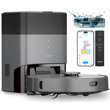 Airrobo – Aspirateur robot laveur 10000 Pa – Station auto-vidage 4L – 240 min autonomie – Navigation LiDAR – 3-en-1 : balayage, lavage, aspiration (1/5)