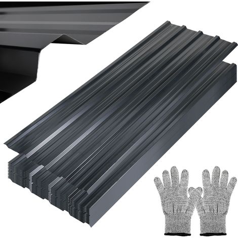 Wolketon Paneles de techo 7/14/21㎡ Chapa de acero galvanizado antracita (12 piezas = 7㎡)