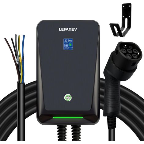 Wallbox 22KW, 32A/Type 2 Three Phase Electric Car Charger, IP66 Electric Car Charging Station for EV [6m/IEC 62196-2/3-Phase], EV Charger 22KW with Digital Display (1/5)