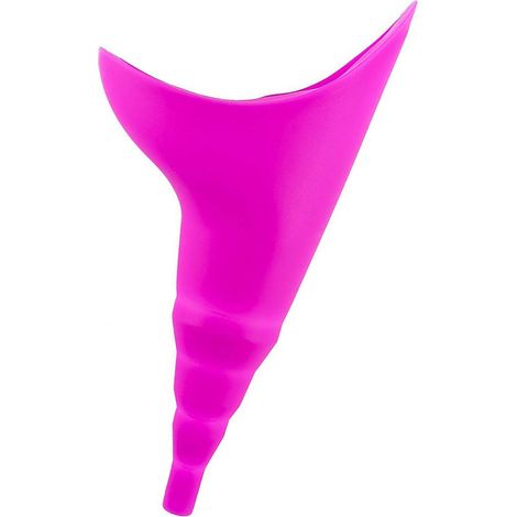 Entonnoir urinaire femme silicone souple pliable anti-fuite léger camping randonnée rose, urinoir portable réutilisable (1/5)
