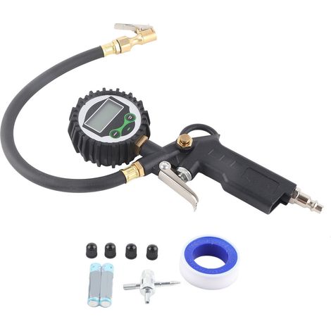 Gonfleur de pneu LCD avec manomètre numérique, raccord rapide 1/4 NPT, 200 PSI, pompe à air portable pour voiture, moto et vélo, précision de pression, usage domestique et professionnel (1/5)